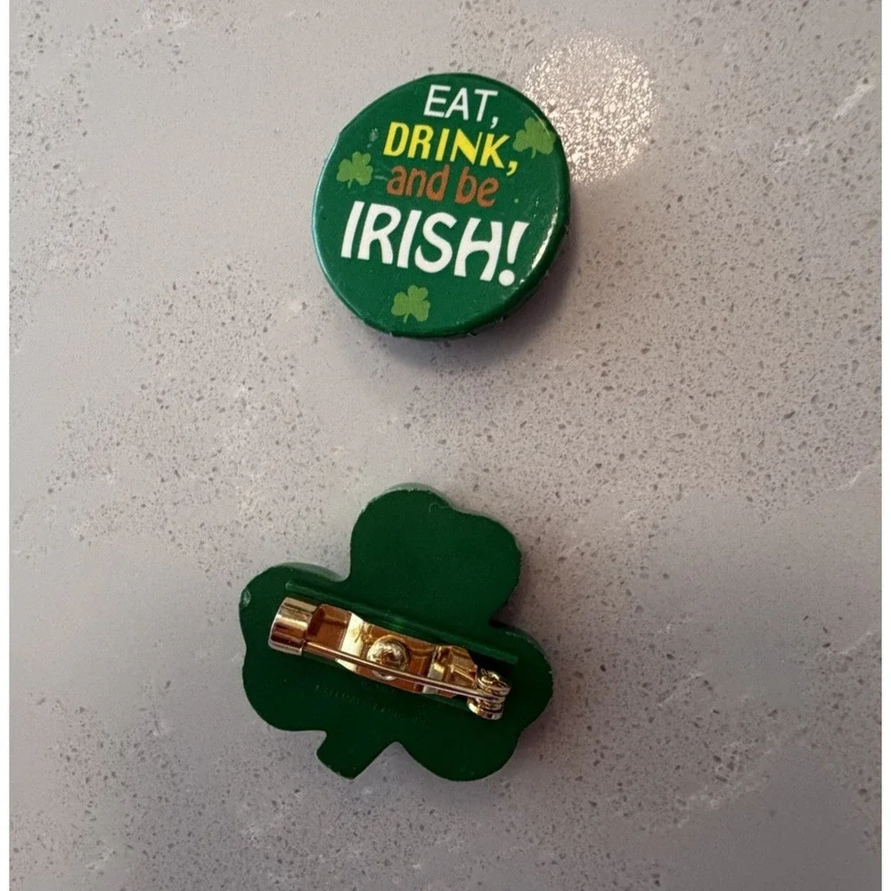 Vintage Hallmark St Patrick's Day Pin Lot Shamrock Eat Drink Be Irish